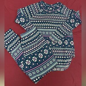 Cuddl Duds Navy and Pink Patterned Pajama Set